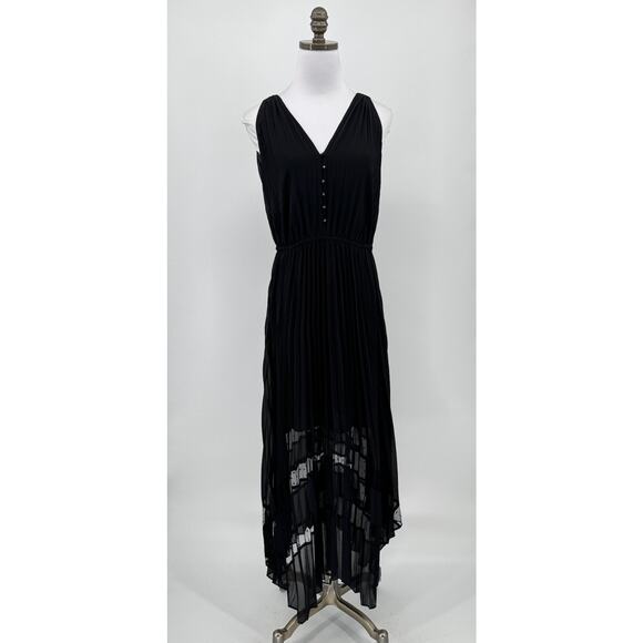 The Kooples Dresses & Skirts - The Kooples Black Lace Embroidered Pleated Crepe Midi Dress Sz 3 US S